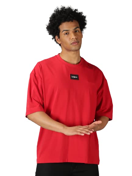Image of URGEAR Men's Cotton Printed Drop Shoulder - Hip Hop - Down Shoulder- Baggy Loose fit- Stylish Oversized t Shirts for Men