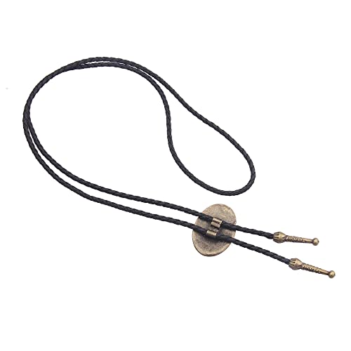 Image of GelConnie Bolo Ties for Men Women Western Cowboy Tie Mens Western Necklace Leather Necktie Gold Bolero Tie Cowboy Necklace