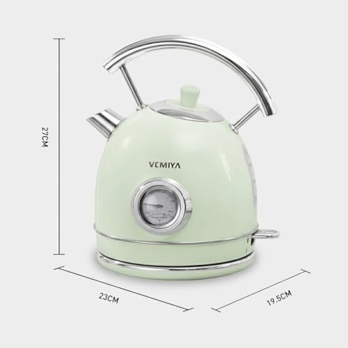Hervidor eléctrico retro 1.7L, acero inoxidable, cierre automático miniatura 2