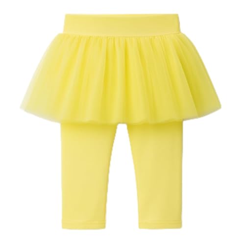 Toddler Girl Tulle Skirt Leggings – Soft Cotton Blend Leggings with Attached Tutu Skirt – Dance, Casual, or Party Outfit