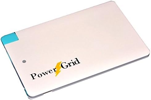Brand New! POWERGRID 2500mAh Credit Card Sized Portable External Battery Charger with Built-in USB for iPhone Samsung Galaxy HTC Kindle Motorola Moto Android Smart phone (White)