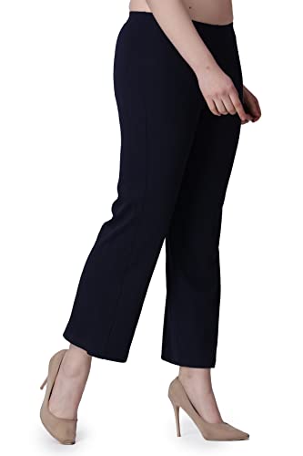 Image of POPWINGS Formal Casual Solid Trousers for Women || Work Trousers for Women || Pull On Trousers for Women || High Waist Plain Women Trousers for Summer