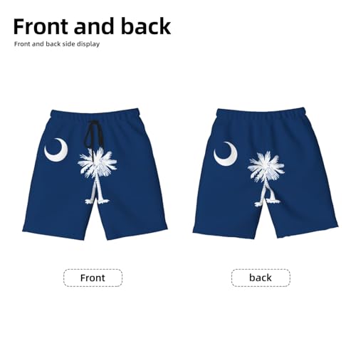 South Carolina Flag Youth Beach Pants, Soft and Breathable, with Drawstring Waist, Suitable for Sports and Leisure.2