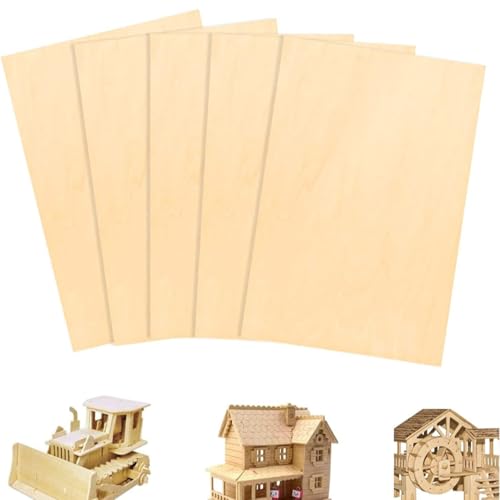 WANYI 5 Piezas Tablero Madera, Tablero Contrachapado 200 X 200 X 3mm Tableros de Madera Cuadrado Maderas para Bricolaje, Modelado