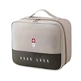 Genérico Medizintasche, Medizintasche, zu Hause oder auf Reisen, Medizintasche, Medizintasche, 200 ml, Oxford, Uni, faltbar, Aufbewahrung von Medikamenten, Notfalltasche, Hellgrau, Medizinschrank