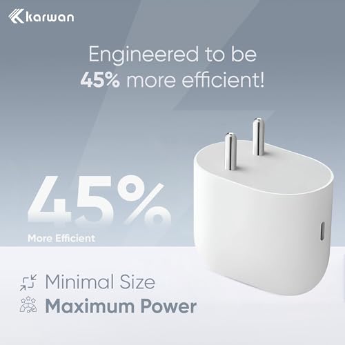 Image of KARWAN 45W PPS Charger Adapter [2Yrs Warranty] USB C Rapid Fast Charging Adapter Compatible with Google 10a /10 Pro /10 Pro XL /10 Pro Fold /10 /9a /9 Pro /9 Pro XL /9 /Buds & More, BIS Certified Wall Charger
