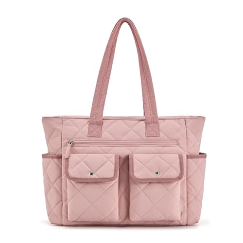 Quilted Tote Bag for Women Large Capacity Puffer Shoulder Bag Duffle Work Travel Tote Bag with Compartments