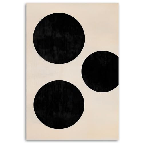 Cuadro abstracto de círculos negros para transformar las paredes de tu salón con elegancia