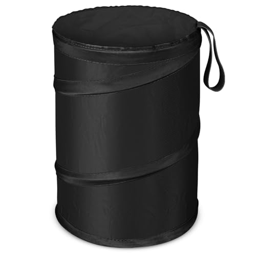 Image of Car Trash Can, 2.6 Gallons Car Garbage Can, Collapsible Trash Bin | Pop-Up Trash Can for Car Front Back Seat, Portable Car Trash Bag Hanging for Vehicle SUV Rv Truck Accessories Interior, Black