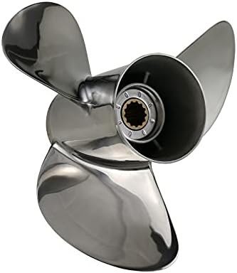 Flish Stainless Steel Outboard Propeller 11 1/8 x 13 OEM Fit Yamaha Engines 25-60 HP 3 Blade Ref No.69W-45945-00-EL, 13 Spline Tooth RH