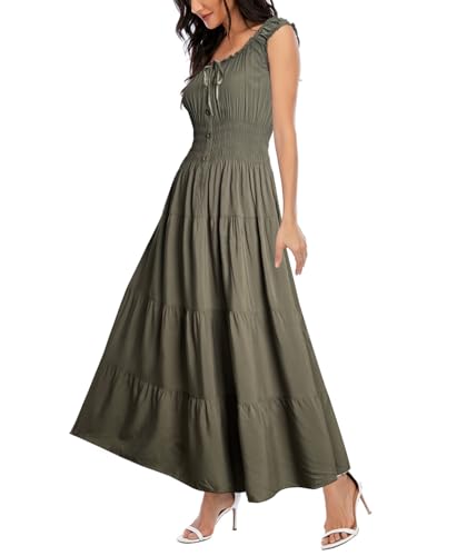 Image of OSTOO Women's 2026 Summer Boho Floral Print Tiered Casual Flowy Long Maxi Dress