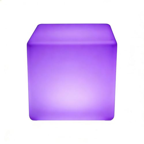 KumuJ Tabouret LED 30 cm - Tabouret cube lumineux - Couleur de lumière réglable - 16 couleurs RVB...