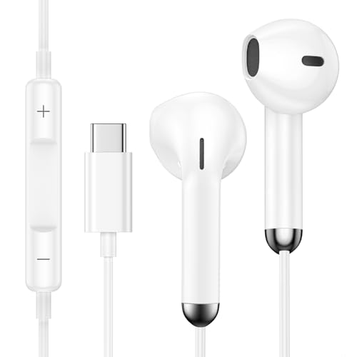 Kopfhörer mit Kabel USB C für Samsmung Galaxy S25 Ultra S24 FE S23 S22 S21 A17 5G A16 A15 A56 A55 A36, In-Ear Kopfhörer USB C Ohrhörer Headset mit Mikrofon für iPhone 17 Air...