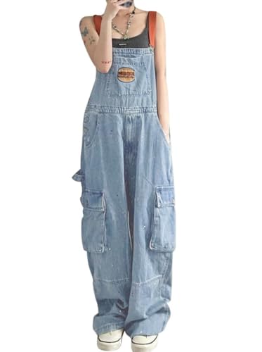 Salopette en jean ample pour femme Minetom avec poches pratiques