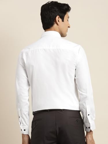 Image of Hancock Men White Pure Cotton Slim Fit Formal Shirt(5444White)