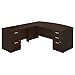 Bush Business Furniture Series C Elite 72W x 36D Bow Front L Desk with 2 and 3 Drawer Pedestals in Mocha Cherry