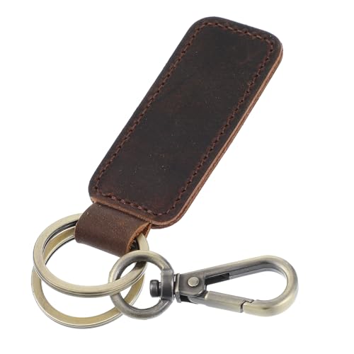 Yuanchu Unisex Adult Metal Key Keeper, Genuine Leather Car Keychain Leather Key Chain Holder for Men and Women(Brown Keychain)