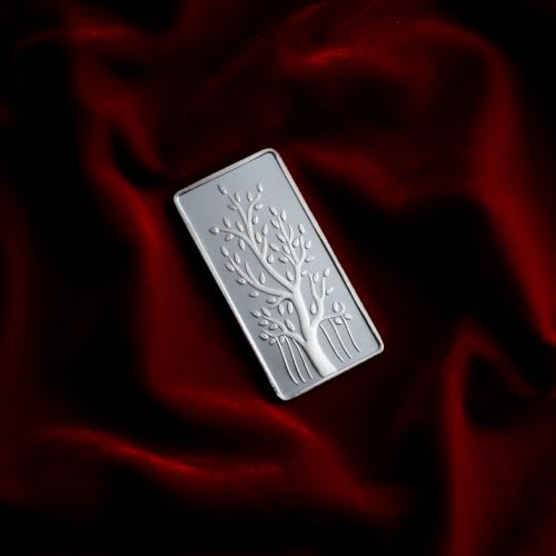 Image of 999 Pure Silver Bar 10gm, Sacred Banyan Tree Silver Gift, Auspicious Gift for Special Occasions, Festivals & Celebrations