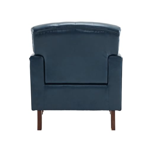 MOJAY-Modern-Accent-Chair-Mid-Century-PU-Leather-Living-Room-Chair-Comfy-Armchair-with-Thick-Padded-Cushion-Lounge-Sofa-Club-Chair-with-Sturdy-Wood-Legs-for-Bedroom-Home-Office-Navy MOJAY Modern Accent Chair Mid Century PU Leather Living Room Chair Comfy Armchair with Thick Padded Cushion Lounge Sofa Club Chair with Sturdy Wood Legs for Bedroom Home Office Navy