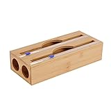 GOHHK Dispensador película Adhesiva con Cortador Cortador dispensador Envoltura bambú plástico Reutilizable para película Adhesiva Caja Almacenamiento y Corte película Adhesiva hojalata