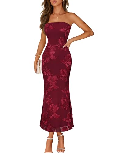 Image of MEROKEETY Women's Summer Floral Wedding Guest Cocktail Maxi Dress