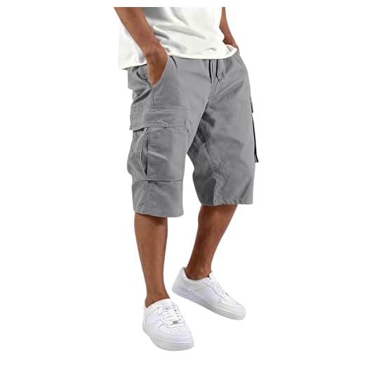 MOKBAY Bermudas Homme, Randonnée Militaire Panta Court Short Cargo, Tactique Lot Bernuda Jeans Long Sécurité Short Travail, Habillé Marque Vetement Camouflage Pantacourt Homme Été 3/4, XXL
