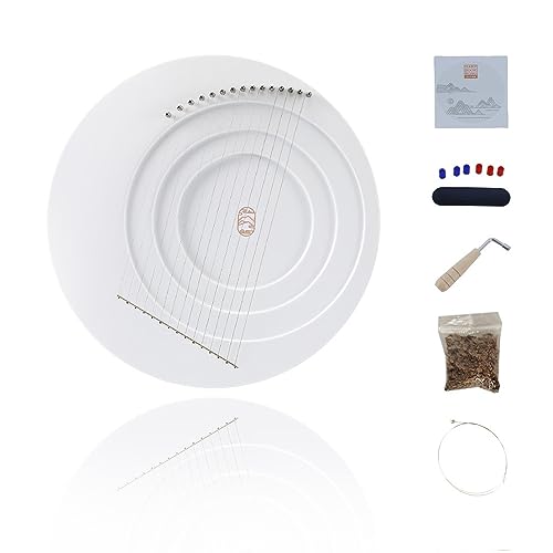 15弦ライアー、親指ハープ、満月型、メープルニレ木琴ボディ、初心者向けのニッチな楽器、学びやすいプロ仕様のハープ、送信チューニングレンチ、弦、おがくずなど。 (Color : 8 tones_A single piano)