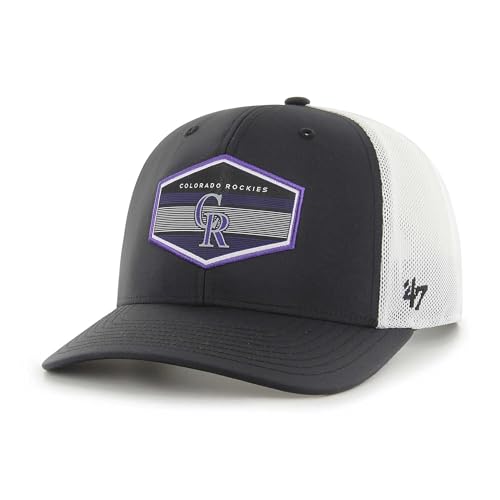 47 MLB Burgess Adjustable Snapback Mesh Trucker Hat Adult One Size Fits All (Colorado Rockies)