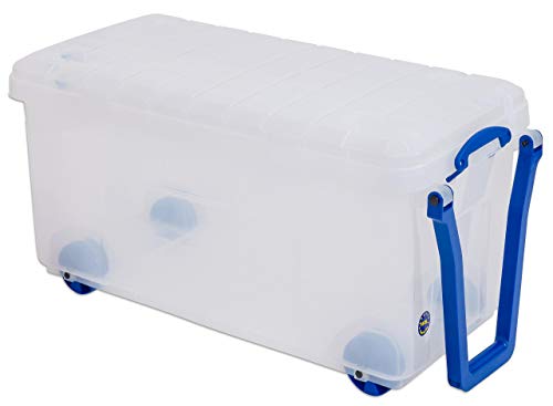 Really Useful 160LG-WHTR-CCB 160 Litre Wheeled Trunk in Card - Clear/Solid Blue