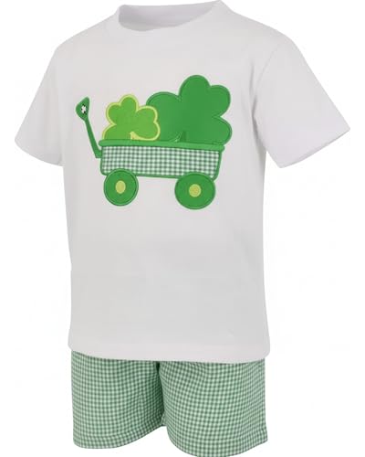 Image of Unique Baby Boys 2pc Shorts Set Outfit Short Sleeve Shirt with Embroidery Design and Shorts