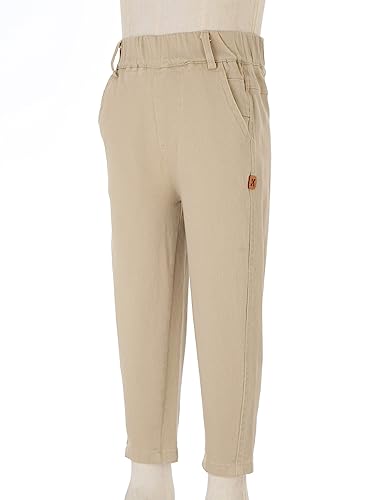 Kaerm Little Boys Cargo Pants Uniform Long Pants Solid Color Elastic Waist Jogger Trousers with Pockets3