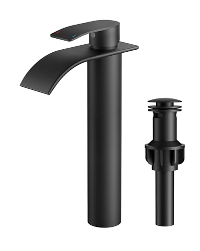 Robinet cascade de salle de bain noir mat pour vasque haute
