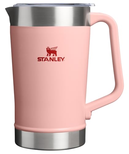 Stanley Stay-Chill Pitcher 64 oz | Cold Water, Beer, and Drink Pitcher with Lid | Large Capacity Durable Beverage Container with Handle | Insulated Stainless Steel | BPA-Free | Peach Rose
