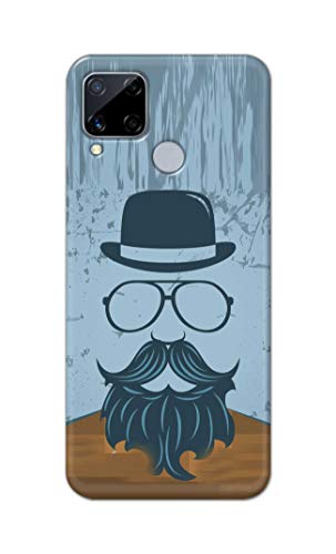 Image of PRINTFIDAA Mustache Beard and Hairstyle Hipster in Glasses Printed Designer Hard Case for Realme C15 / Realme C12 / Realme Narzo 20 / Realme Narzo 30A (2021) Back Cover -(e) RPM1002