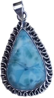 Larimar Gemstone Pendant, 925 Sterling Silver Pendant, Dominican Larimar Pendant, Blue Stone Penadnt, Drop Shape Pendant, Artisan Boho Pendant, Ocean Larimar Pendant, Designer Pendant, Anniversary Gift Pendant, Gift For Her