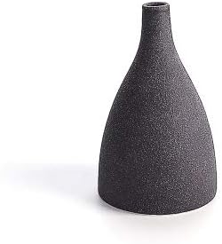 VATTEA Florero europeo simple de cerámica azul negro gris mesa pequeños jarrones maceta moler esmalte flores artes y manualidades decoración del