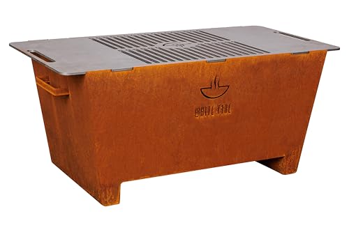 White Fire Grillplatte aus Corten Urban Stahl, 70 x 35 x 30 cm