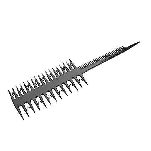 Hair Highlight Comb Set - Heat Resistant, Double-Sided Wide and Fine Tooth for Hair Dye, Stylist, Highlighting (Black)