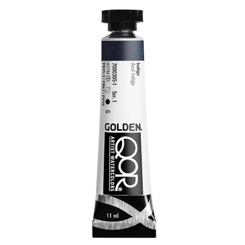 GOLDEN QoR Artist Watercolors, Indigo, 11 ml Tube, Professional Watercolor Paint, Semi-Transparent