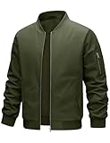heekpek Veste Homme Blouson Printemps Eté Coupe Vent Décontractée de Travail Veste Legere Homme Imperméable Bomber Cargo avec Poches Zippées,Vert,XL