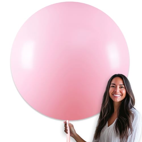 Image of PartyWoo Baby Pink Balloons 4pcs 36 Inch Pastel Pale Light Pink Latex Helium Balloons for Baby Shower Gender Reveal Easter Bachelorette Wedding Bridal Shower Birthday Party Decorations Pink-Q05