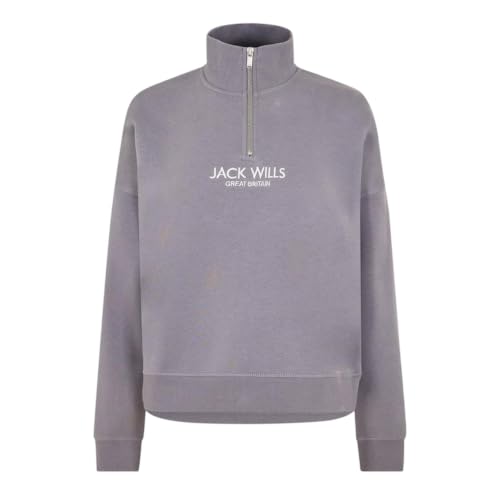 Image of Jack Wills Womens Honeylane Half Zip Sweatshirt Long Sleeve Dusky Blue 12