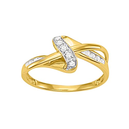 1/5 cttw White Diamonds Twisted Top Shank Promise Ring Crafted in 10KT Yellow Gold Real Diamond Ring for Women