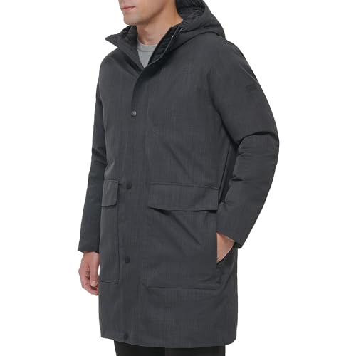 Image of DKNY Men's Water Resistant Hooded Logo Parka Jacket