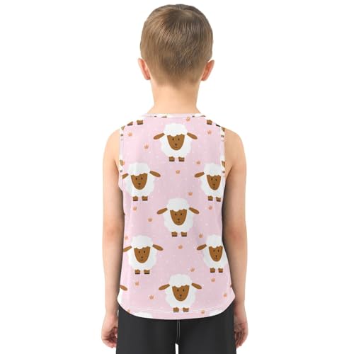 J JOYSAY Cartoon Sheep Grass Boys Tank Top Sleeveless Muscle Shirts Quick Dry Kids T-Shirts 3-15T3