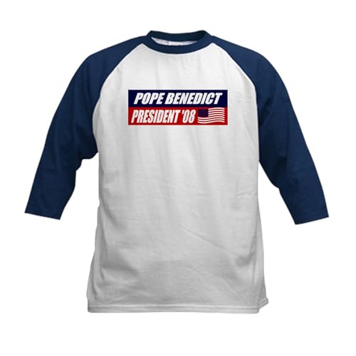 CafePress Pope Benedict for President S Kids Baseball Jersey Kids Cotton Baseball Jersey, 3/4 Raglan Sleeve Shirt Navy/White