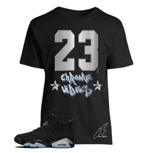 Shirt To Match Jordan Retro 6 Black Metallic Silver,Chrome Vibes Unisex Graphic Tee (L, Black)