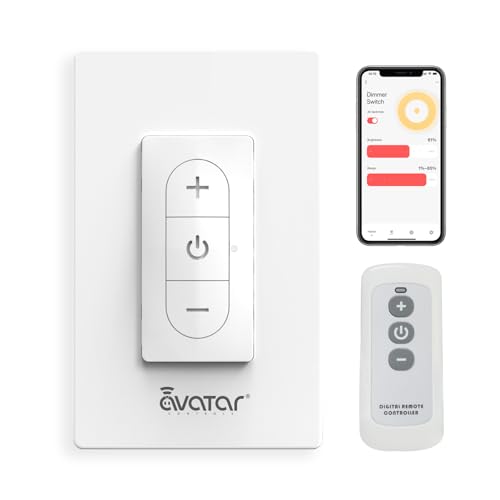 Smart Dimmer Switch with Bluetooth Remote, Single Pole One-Way WiFi Wall Switch, Smart Life App...