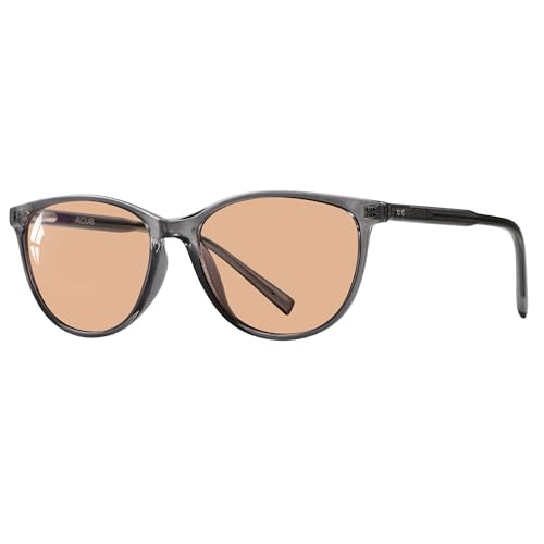 Image of Outdoor FL-Flex Fluorescent-60 Light Brown Tinted Blue Light Blocking Glasses Cat Eye Migraine Light Sensitivity Glasses Photophobia Fluorescent LED Glare Women AB3311(Grey Frame Cinnamon Lens)