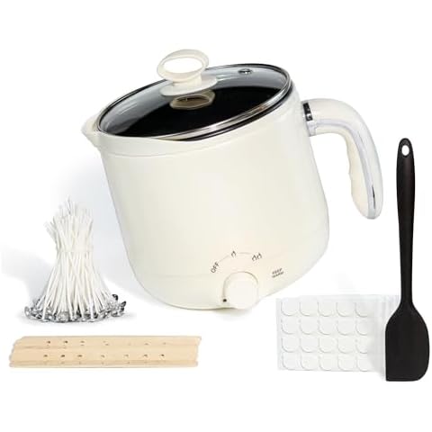 Aroparc Wax Melter for Candle Making 1.8L/60oz Electric Wax Melter with Pouring Spout Included - Wicks, Wick Stickers, Centering Device, Stirring Spoon Cover